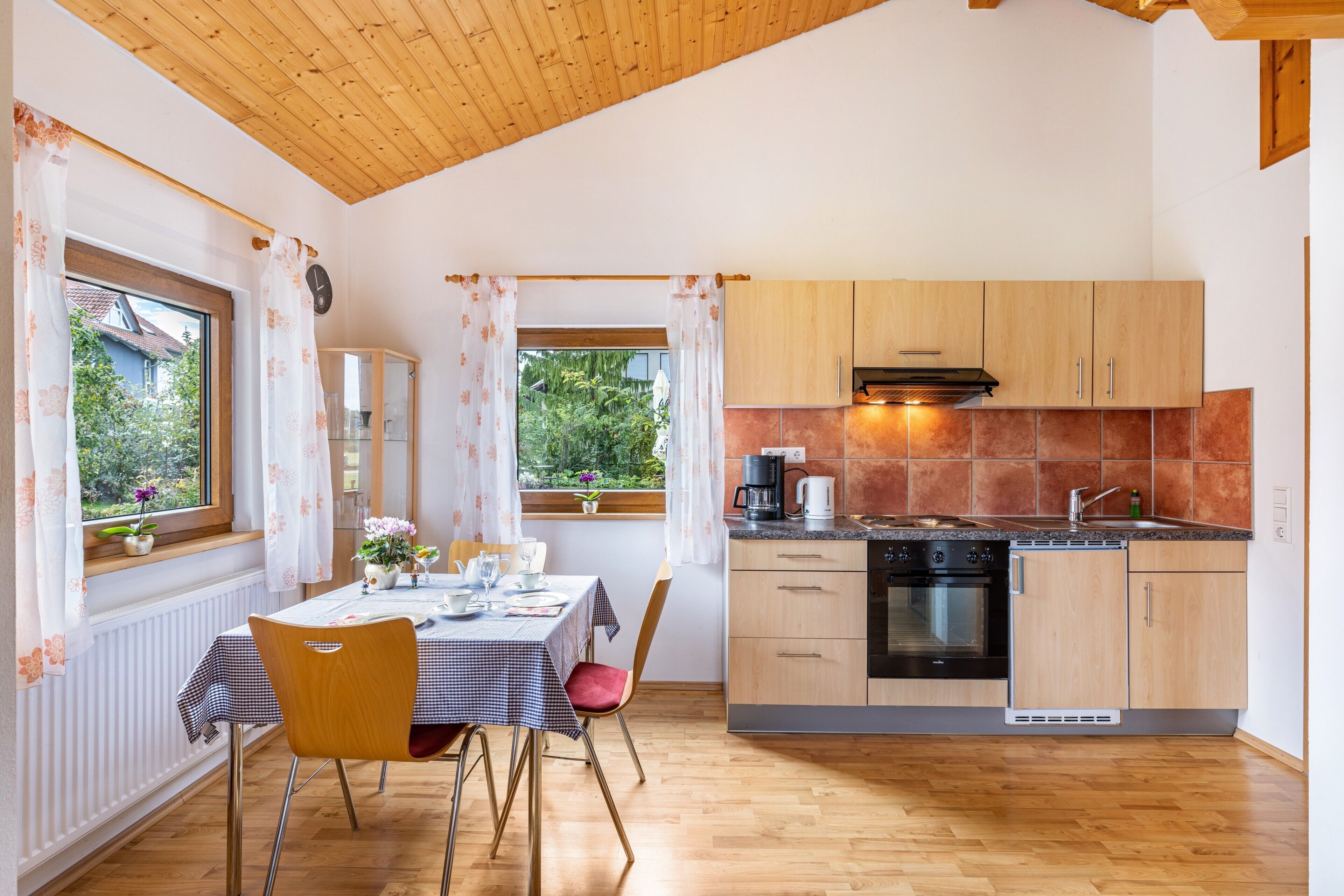 Fridge, oven, stovetop, coffee/tea maker