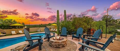 Piscine extérieure, piscine chauffée