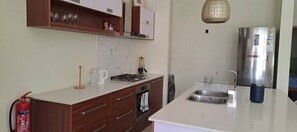 Fridge, microwave, oven, coffee/tea maker