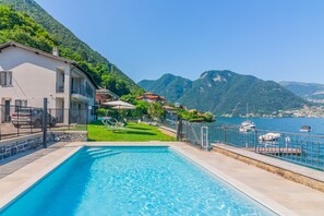 Seasonal outdoor pool, open 9:30 AM to 7:00 PM, sun loungers