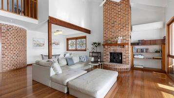 Télévision, cheminée, chaßne hi-fi