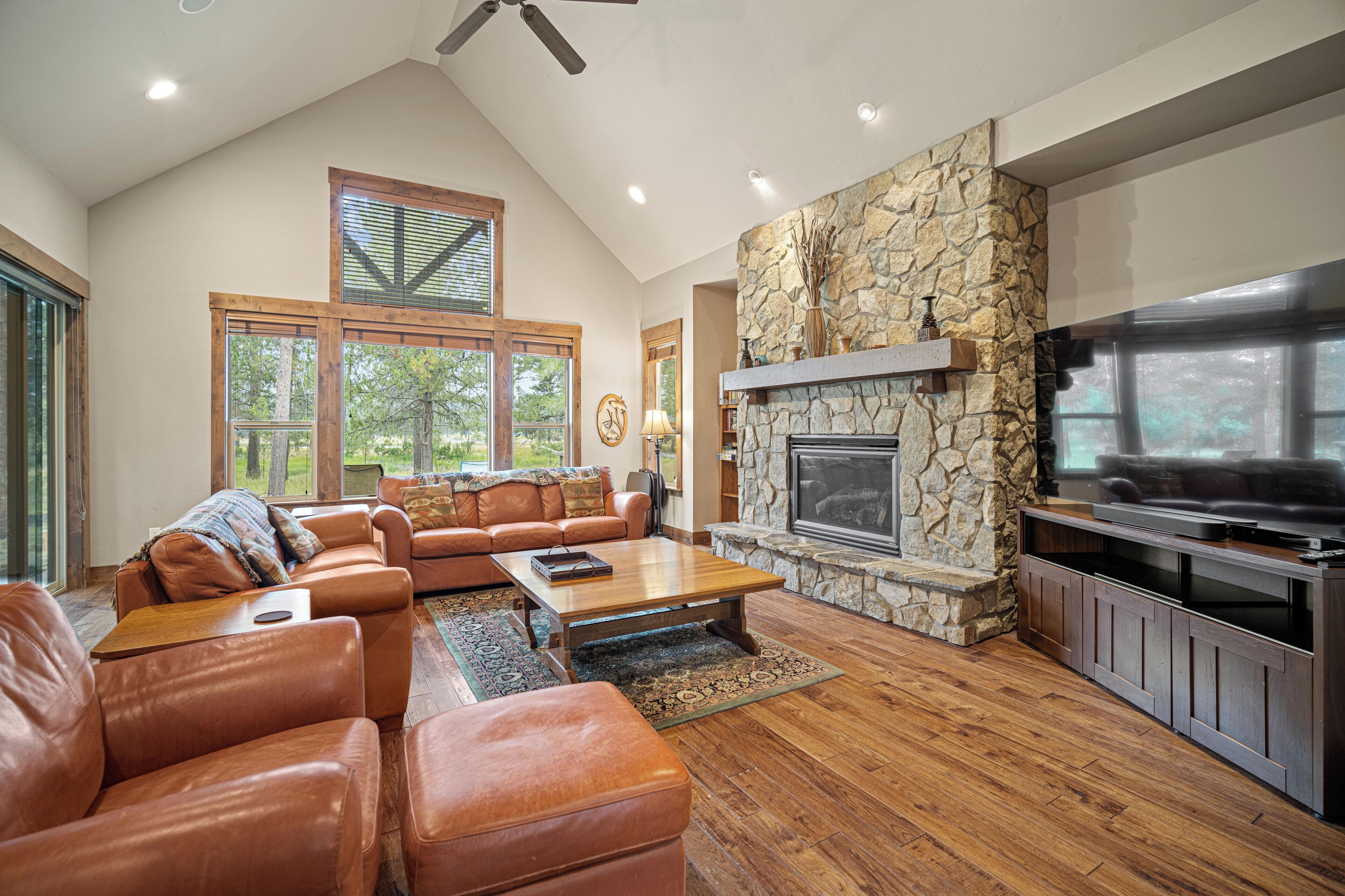 TV, fireplace