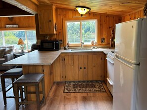 冷蔵庫、電子レンジ、オーブン、コンロ