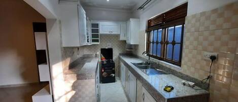 Fridge, microwave, electric kettle, blender