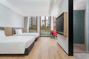 2 Twin Standard | Premium bedding, down comforters, laptop workspace, blackout drapes