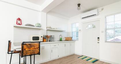 The Barnyard is a chic, cozy open concept studio apartment.