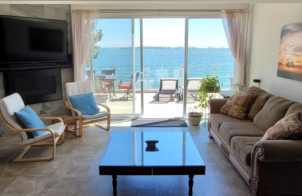 Télévision, cheminée, chaîne hi-fi