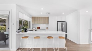 Fridge, microwave, oven, stovetop - Ultimate Nelson Bay Holiday Home - Walk to Little Beach (Nelson Bay)