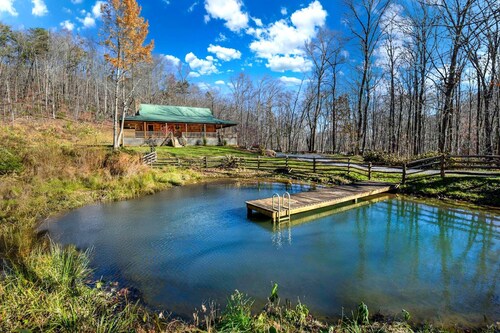 Charming Blue Ridge Cabin w/ Private Pond & Waterfall | Deer Haven by AvantStay
