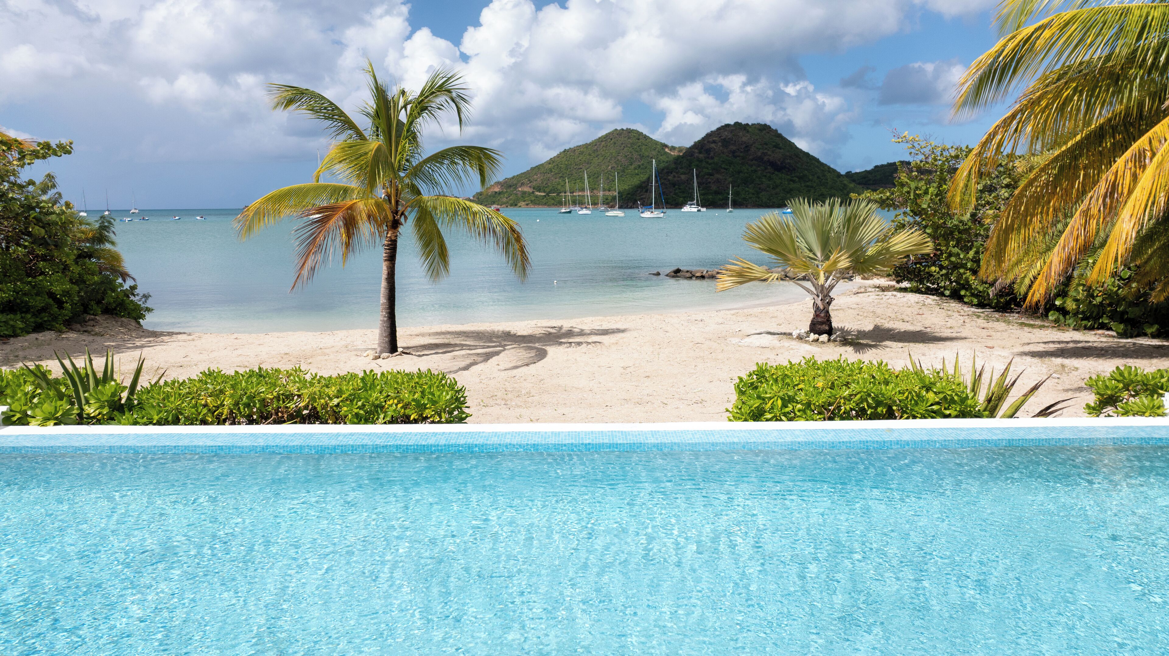 On the beach, sun-loungers, beach towels