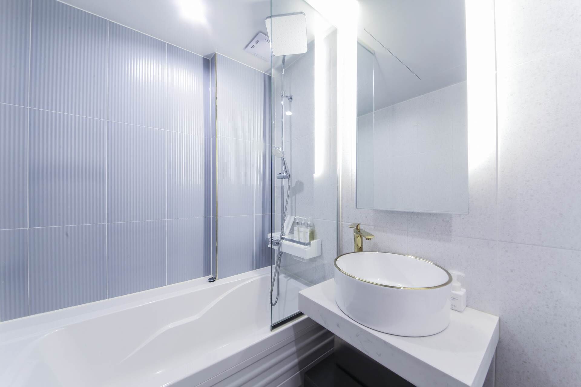 deluxe double room | bathroom | separate bathtub and shower, free toiletries, hair dryer, bathrobes
