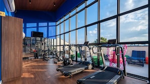 A gym with treadmills, exercise bikes, and weight machines. - Wanderlust Experience Hotel, BW Signature (Campos do Jordão)