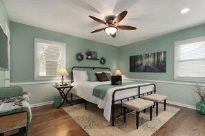 4 bedrooms, iron/ironing board, travel cot, WiFi