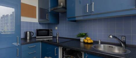 Fridge, microwave, stovetop, dishwasher