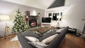 Smart TV, fireplace, offices, computer monitors