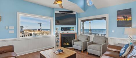 Télévision, cheminée