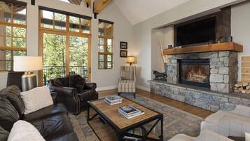 Smart TV, fireplace, video games, stereo