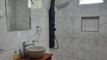 Bidet, serviettes fournies, savon, shampoing