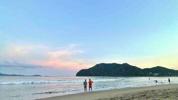 Beach nearby, sun loungers