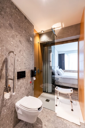 Standard Double or Twin Room, Accessible | Bathroom | Shower, hair dryer, towels, soap - Hotel Lonca (Skofja Loka)