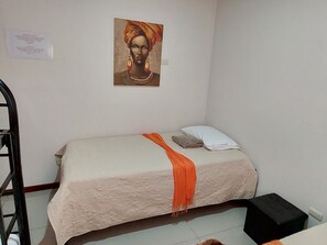 Hypo-allergenic bedding, blackout curtains, iron/ironing board