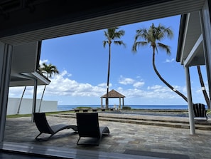 Outdoor dining - OAHU HAWAII OCEANFRONT HOME with POOL and BEAUTIFUL SUNSETS, WEST SIDE of ISLAND (Waianae)