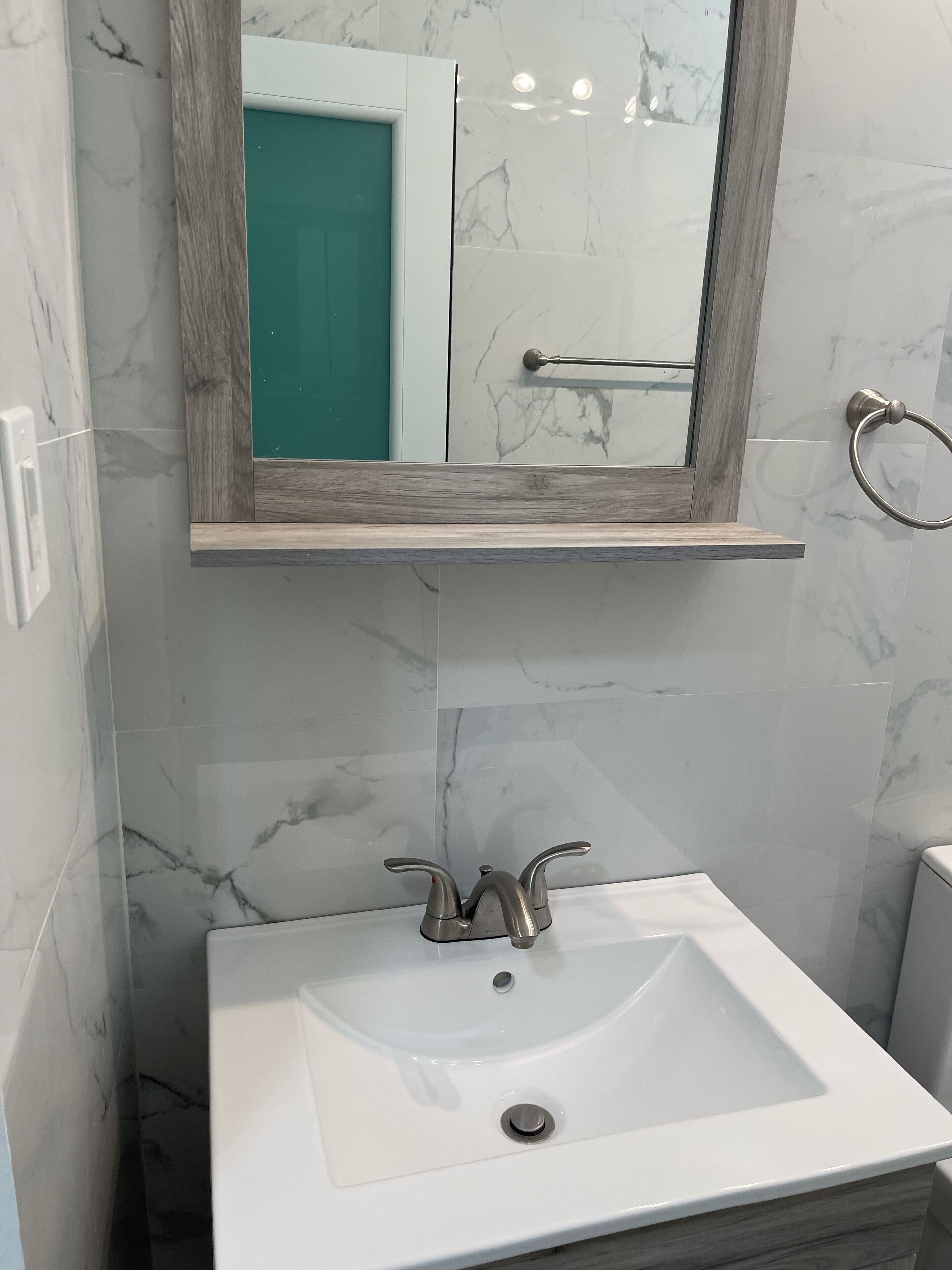 Full bathroom in the lower level of the home.