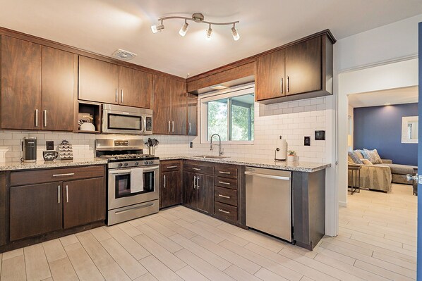 Microwave, oven, stovetop, dishwasher