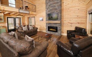 TV, fireplace, video games