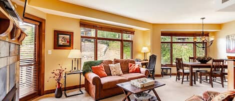 TV, fireplace, DVD player