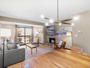 Smart TV, chimenea y reproductor de DVD 