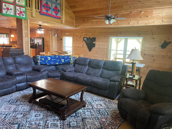 Smart TV, fireplace, video games, DVD player