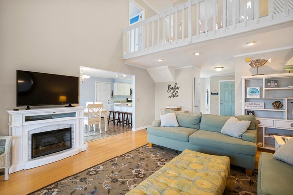 Smart TV, fireplace, video games, table football