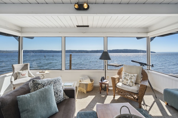 TV connectée, cheminée, lecteur de DVD, livres