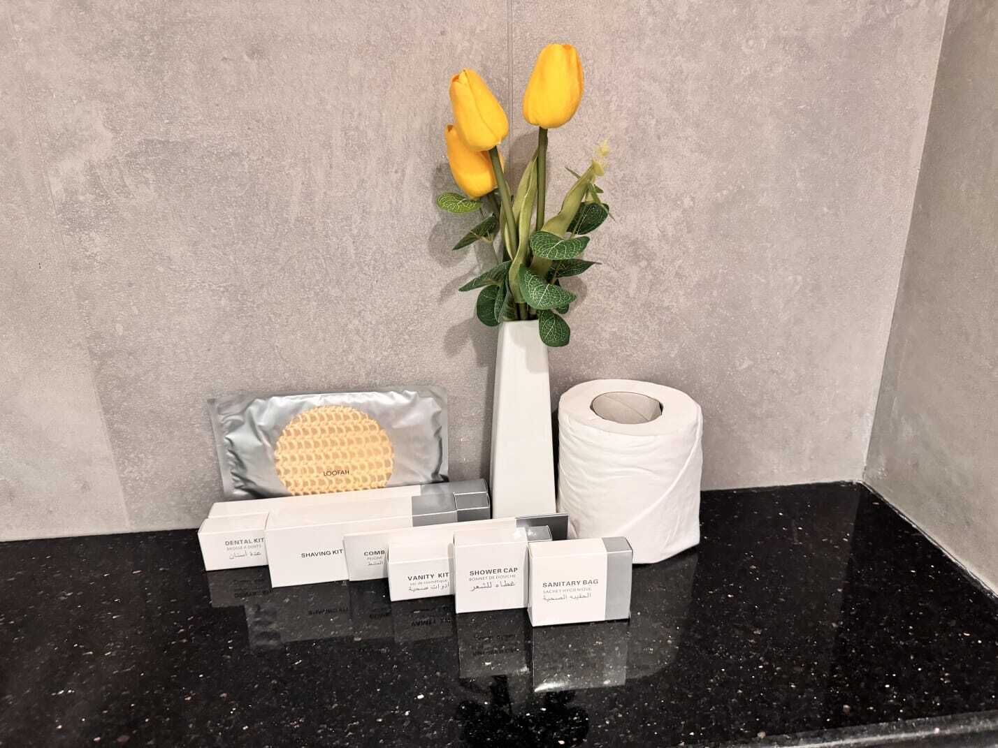 free toiletries, hair dryer, slippers