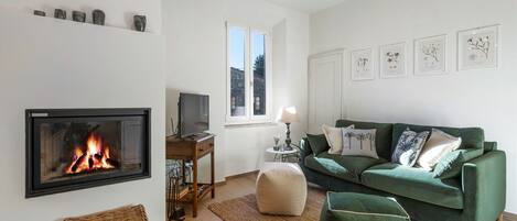 Télévision, cheminée