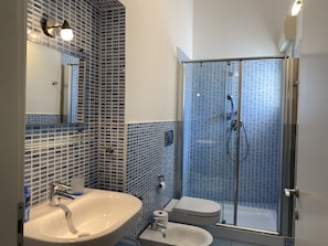 Dusche, Haartrockner, Bidet, Handtücher