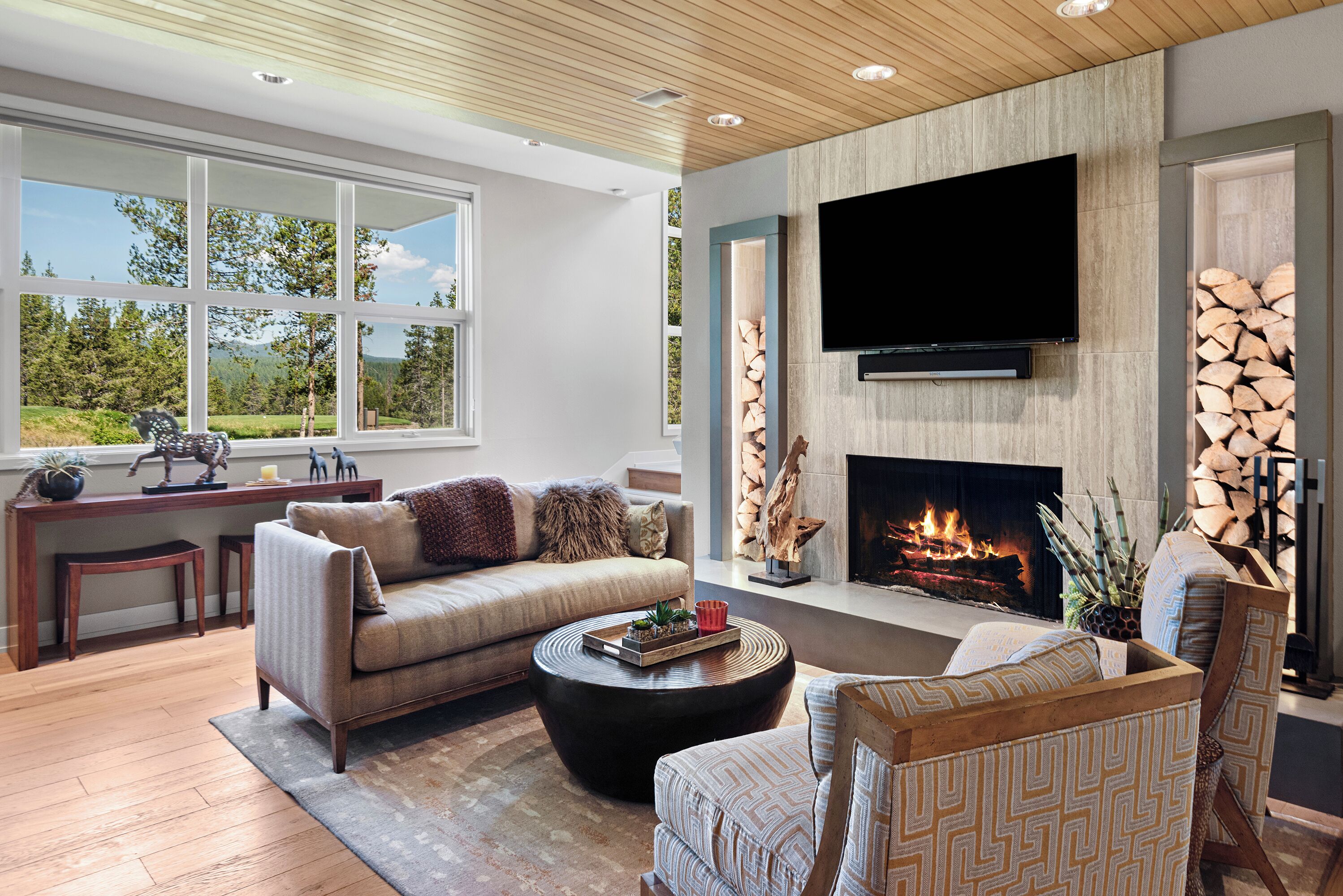TV, fireplace, ping pong