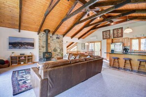 Smart-TV, Kamin, Tischtennisplatte, Bücher