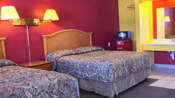 Desk, free WiFi, bed sheets