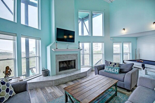 TV, fireplace, DVD player, offices