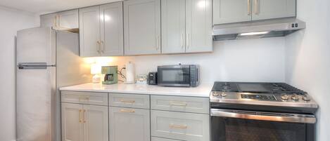 Fridge, microwave, oven, toaster