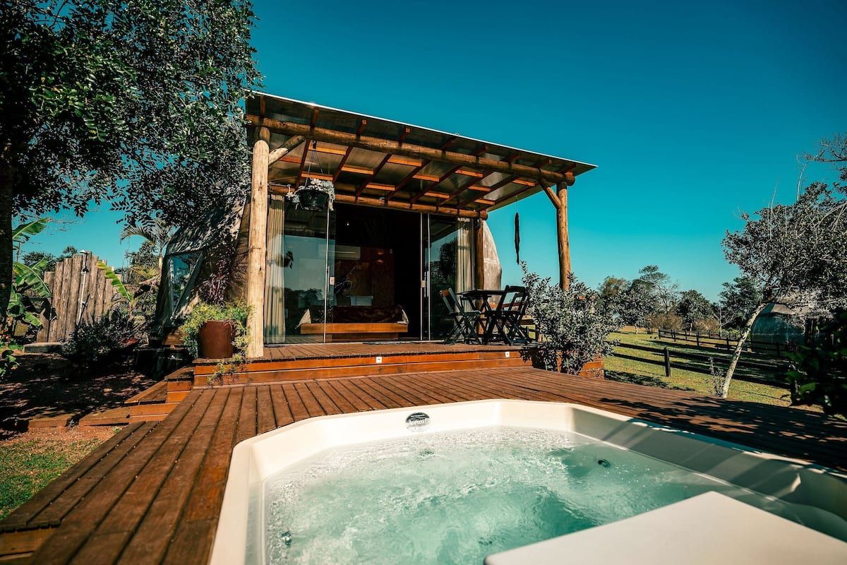 Esphera Fogo com Jacuzzi Externa com Hidromassagem | 私人 Spa 浴池