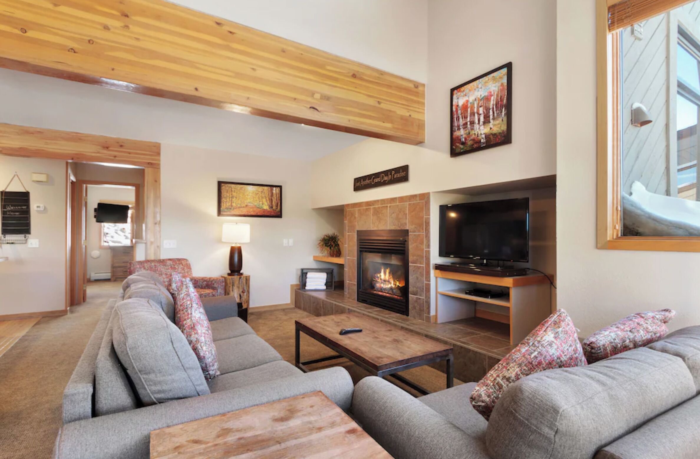 Smart-tv, eldstad och dvd-spelare