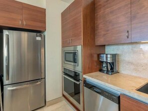 Fridge, microwave, oven, toaster