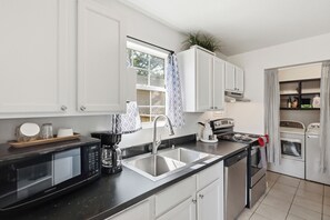 Fridge, microwave, oven, dishwasher