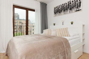 Apartment, 1 Schlafzimmer, Küche | 1 Schlafzimmer, Bettwäsche