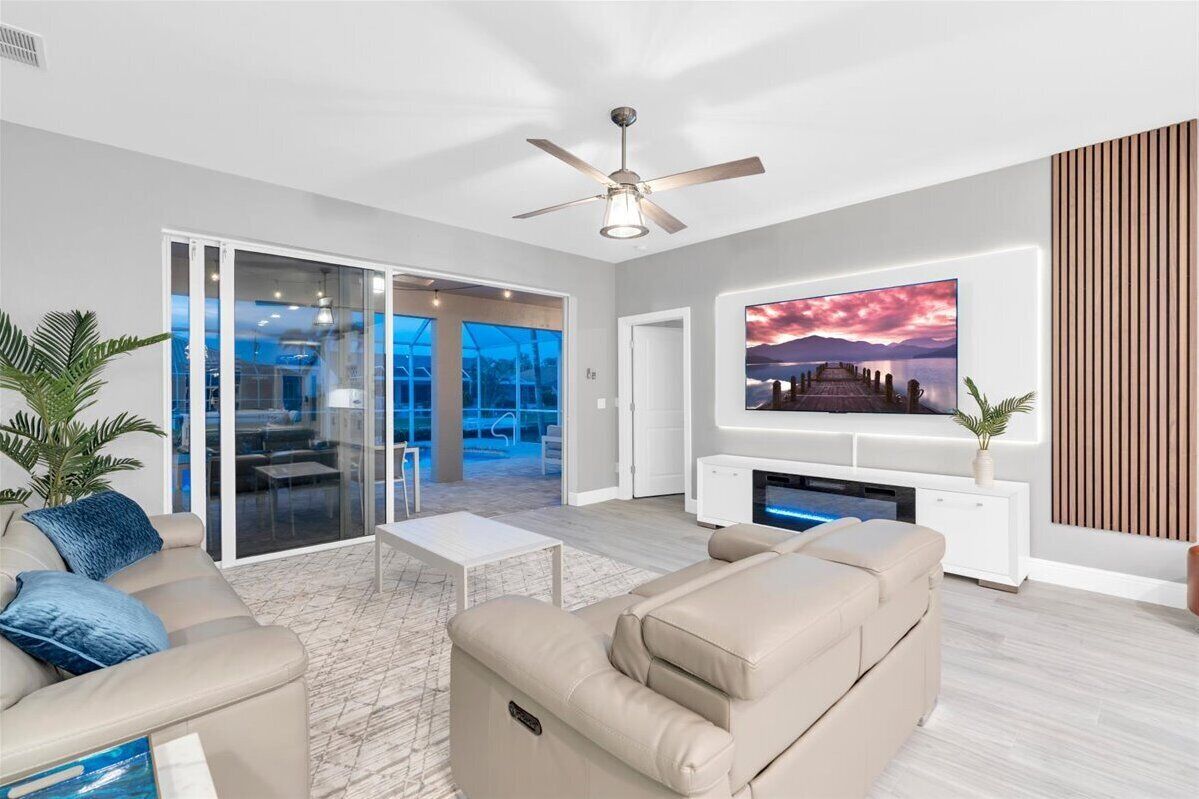 Smart TV, fireplace, video games, books