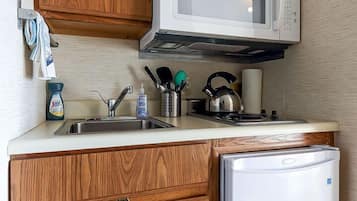 Fridge, oven, cookware/dishes/utensils