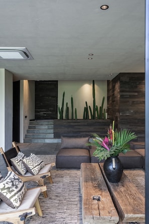 Exclusive Villa, 4 Bedrooms, Private Pool | Living area | 55-inch Smart TV with cable channels - Black Villas Canggu Beach by OXO (Canggu)